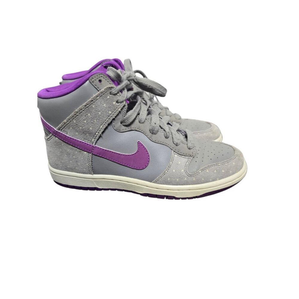 Nike Dunk High Skinny Sneakers Grey Purple Polka Dot size 7 Women's